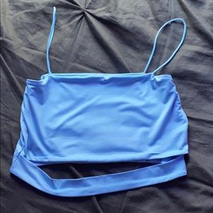 Blue slit tube top